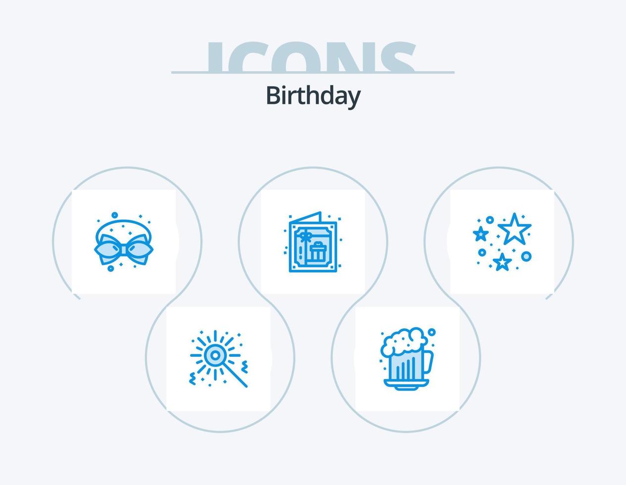 Geburtstag blau Icon Pack 5 Icon Design. starren. Party. Bogen. Einladung. Geburtstag vektor