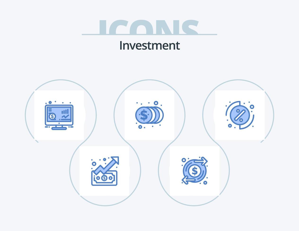 Investition blau Icon Pack 5 Icon Design. Speisekarte. Geld. Investition. Investition. Münzen vektor
