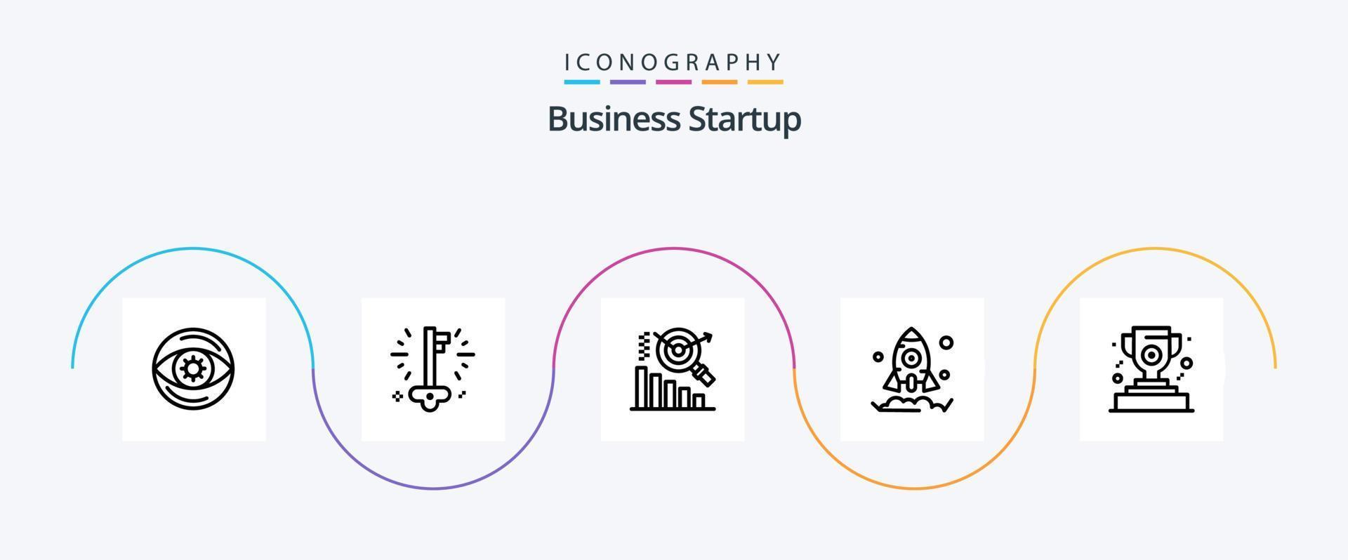 Business Startup Line 5 Icon Pack inklusive Rakete. Geschäft . Geld . Graph vektor