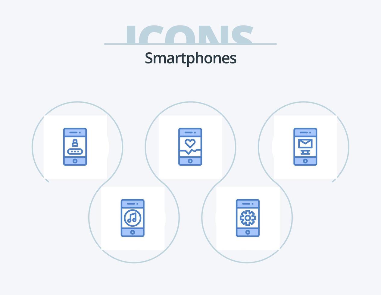 Smartphones blau Icon Pack 5 Icon Design. Sport. Betrieb. Einstellungen. Analyse. Passwort vektor