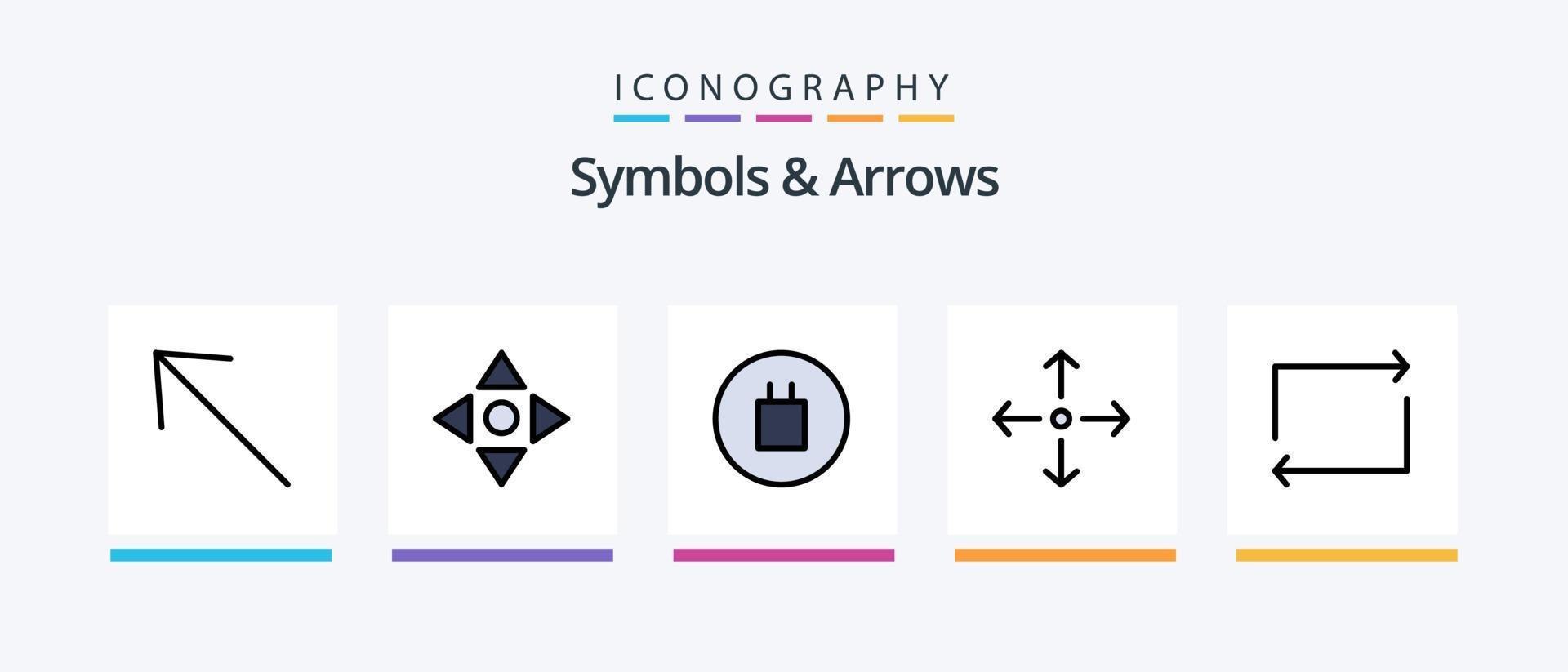 symbole und pfeile linie gefüllt 5 icon pack einschließlich . Start. Rechts. Pfeil. kreatives Symboldesign vektor