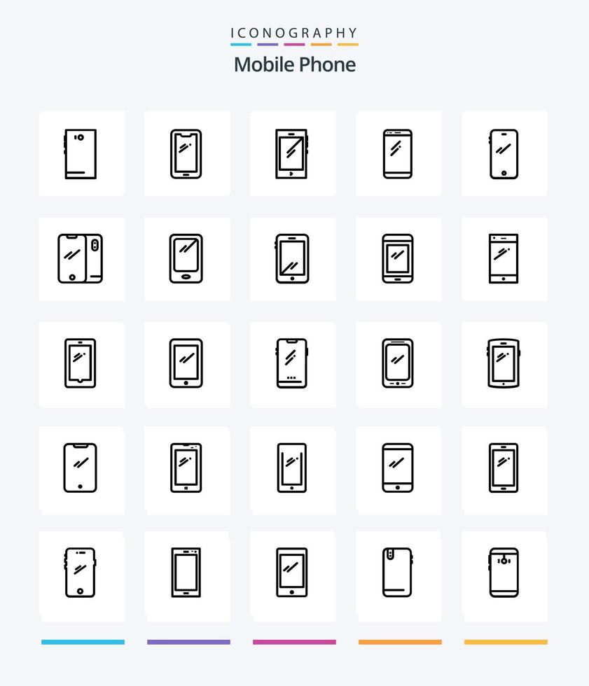 kreativ mobil telefon 25 översikt ikon packa sådan som mobil. telefon. android. tillbaka. mobil vektor