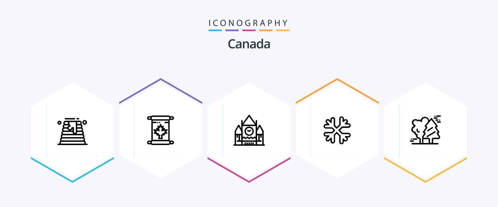 kanada 25 linje ikon packa Inklusive arktiska. Kanada. Kanada. vinter. snö vektor