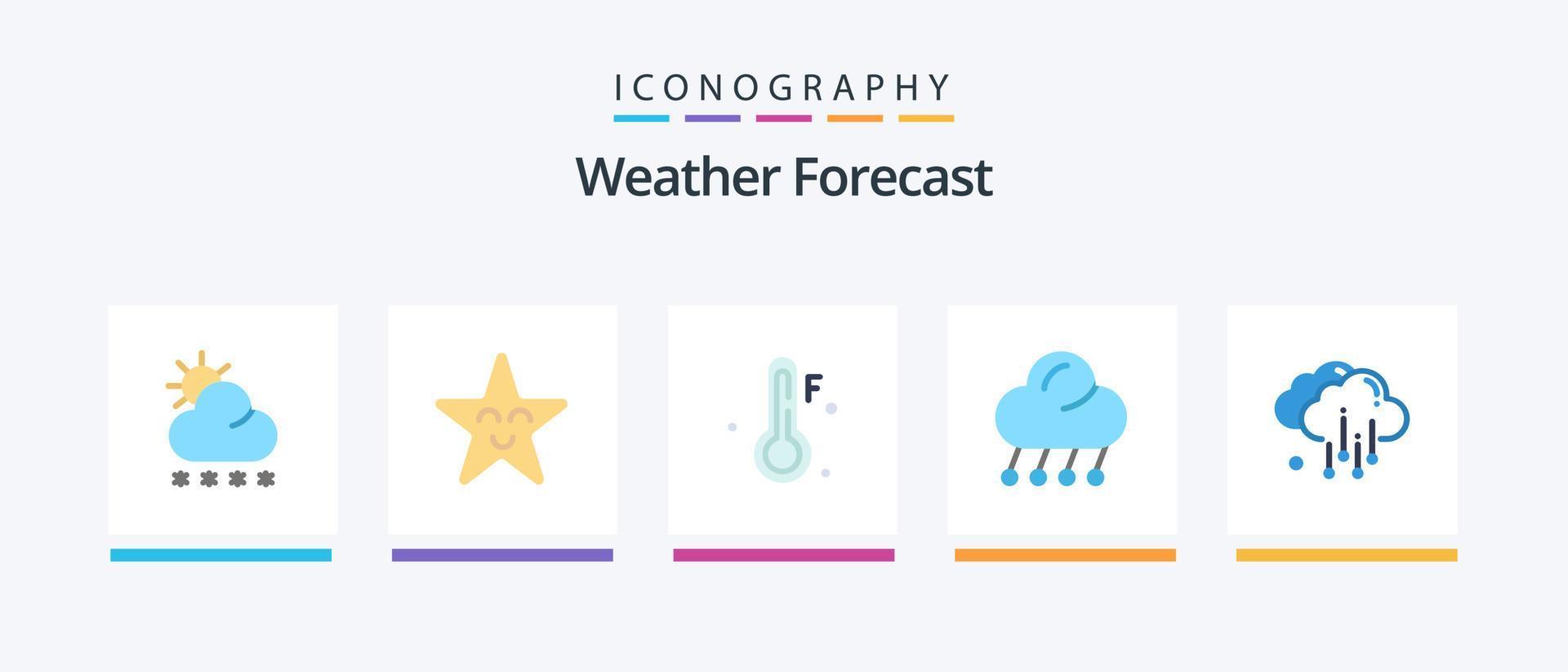 väder platt 5 ikon packa Inklusive väder. moln. temperatur. väder. måne. kreativ ikoner design vektor