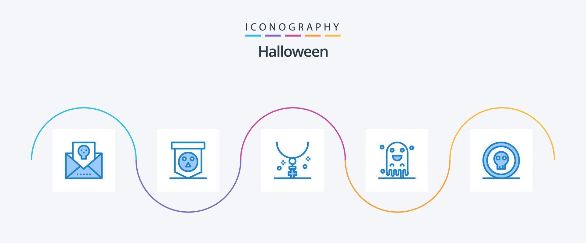 halloween blå 5 ikon packa Inklusive skrämmande. halloween. skalle. spöke. Semester vektor