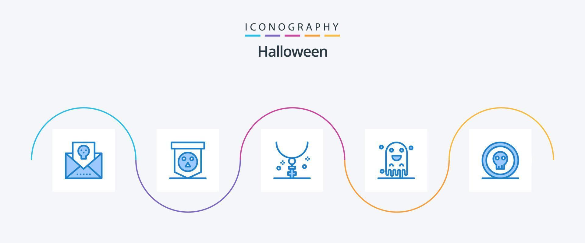 Halloween Blue 5 Icon Pack inklusive Grusel. Halloween. Schädel. Geist. Urlaub vektor