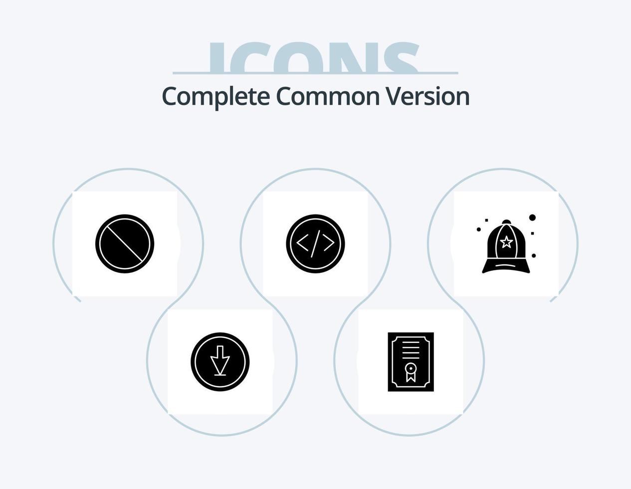 Komplette allgemeine Version des Glyphen-Icon-Packs 5-Icon-Design. Zubehör. Programmierung. Block. Entwicklung. Code vektor