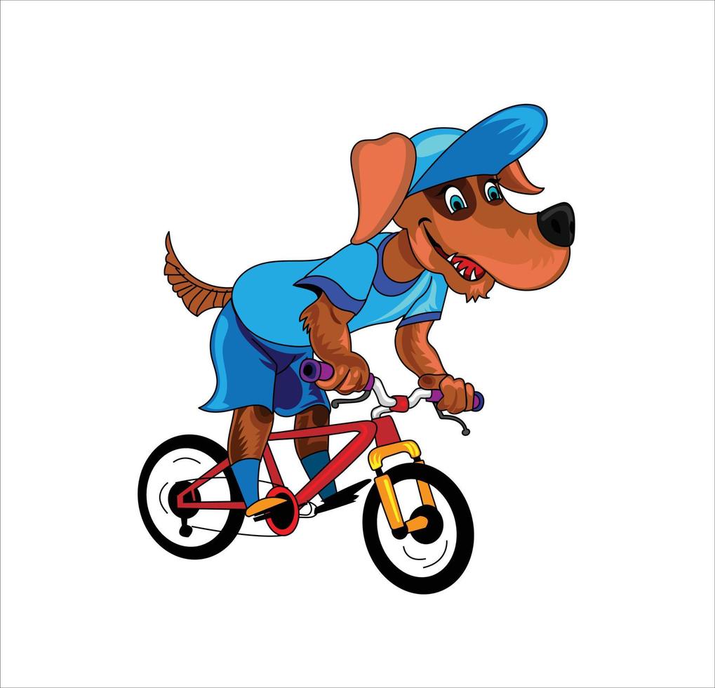 hund ridning cykel vektor illustration