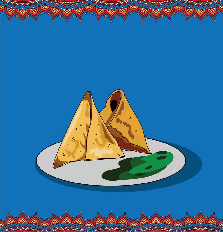 samosa indisk och pakistansk mat vektor illustration