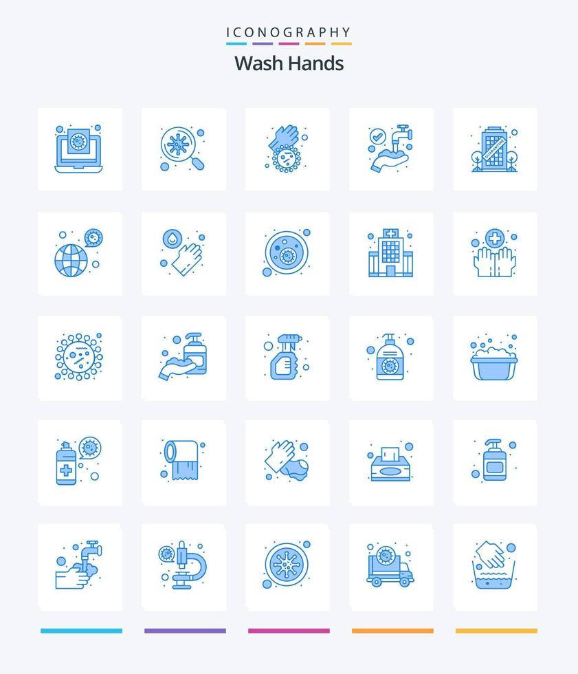 kreative hände waschen 25 blau icon pack wie gebäude. medizinisch. Scan. Hände. Virus vektor