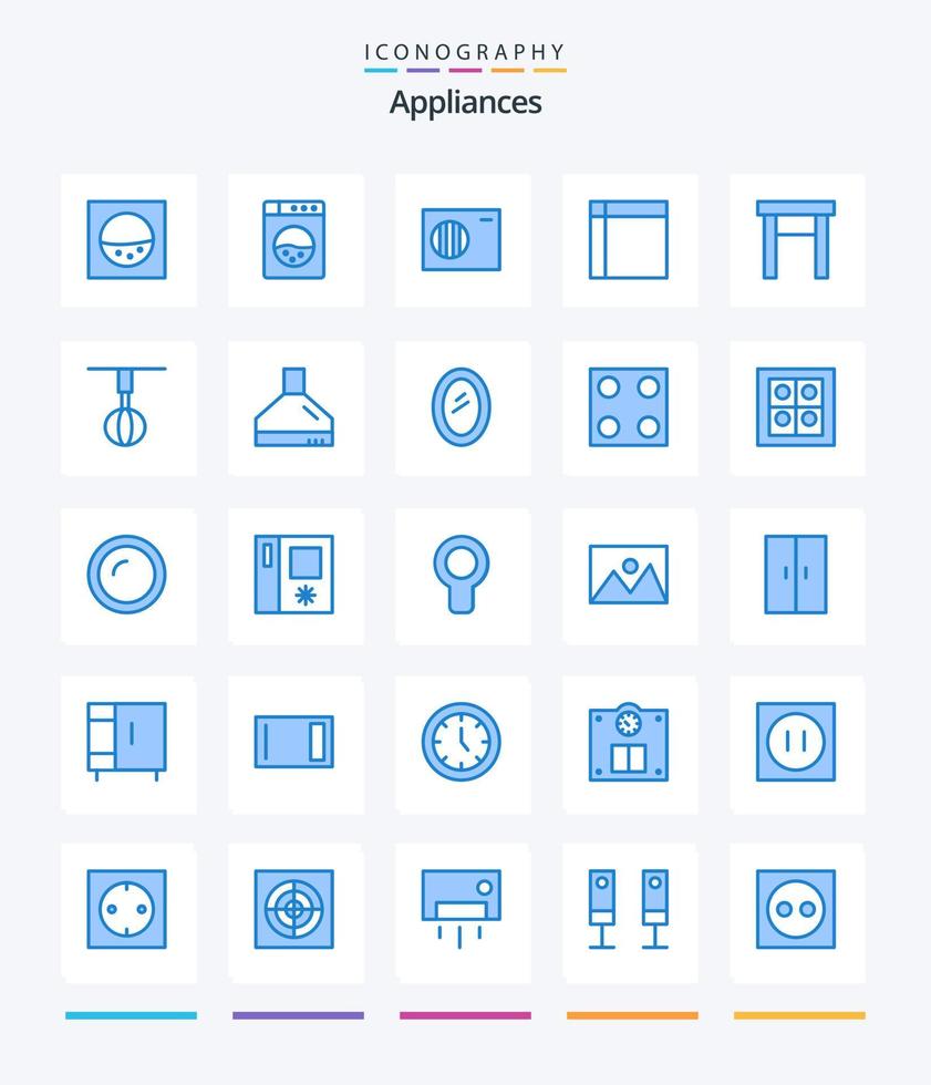 kreative Geräte 25 blaue Icon-Pack wie Haus. heim. Haushaltswaren. Haushaltsgeräte. Haushaltsgeräte vektor