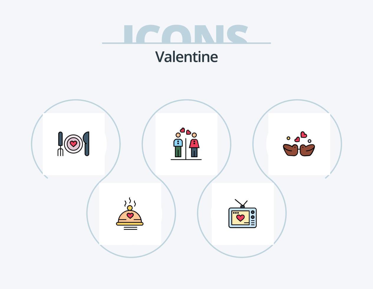 Valentinsgrußlinie gefülltes Ikonenpaket 5 Ikonendesign. Liebe. Valentinsgrüße. Liebe. Valentinstag. romantische Nacht vektor