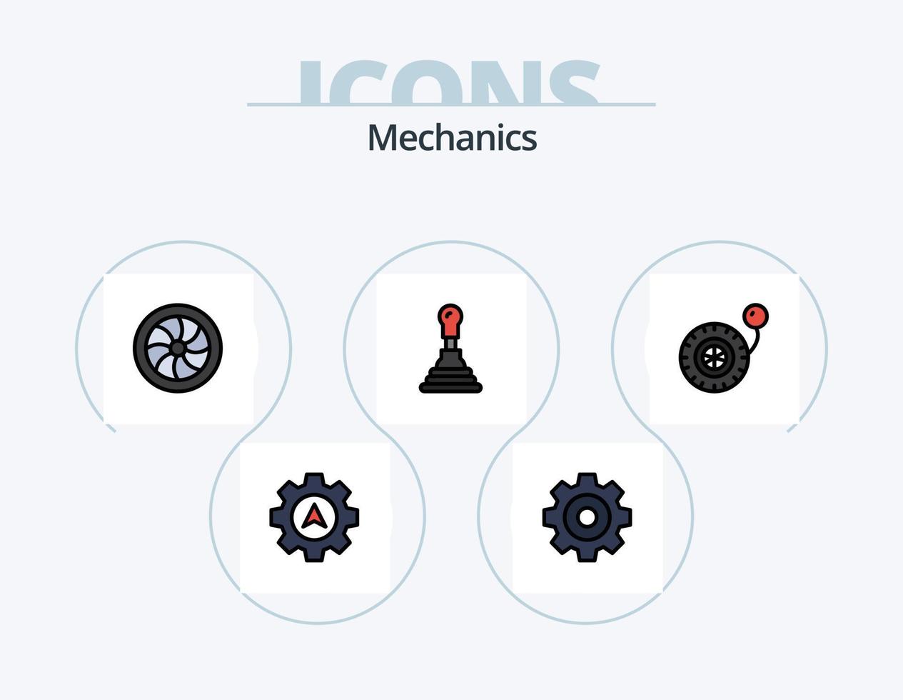 mekanik linje fylld ikon packa 5 ikon design. . packning. . däck vektor