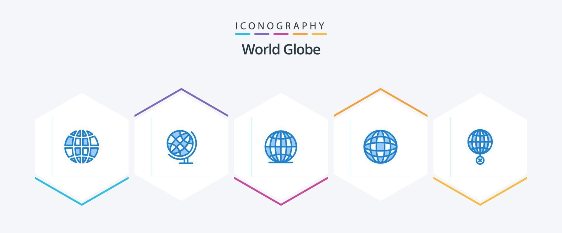 Globe 25 Blue Icon Pack inklusive Croos. Globus. Globus. global. Welt vektor