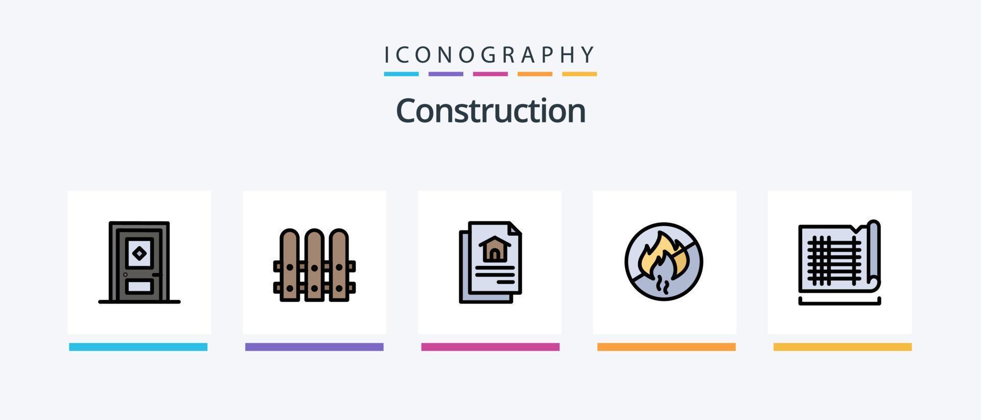 konstruktion linje fylld 5 ikon packa Inklusive . konstruktion. utveckla. fönster. dokumentera. kreativ ikoner design vektor