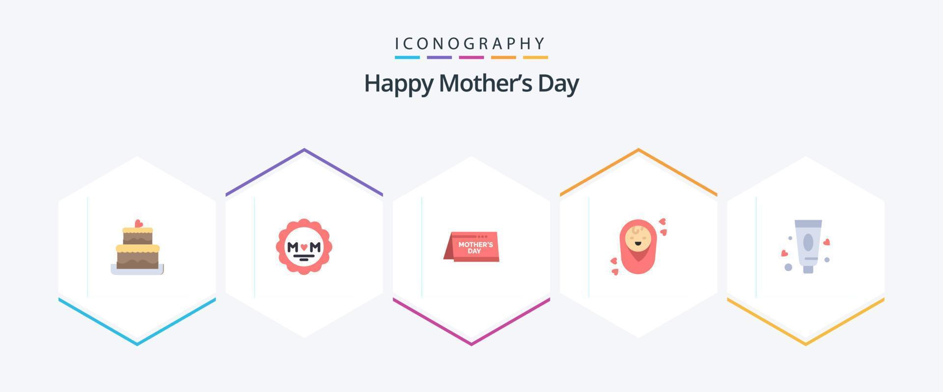 Happy Mothers Day 25 Flat Icon Pack inklusive. Lotion. Tag. Creme. Kind vektor