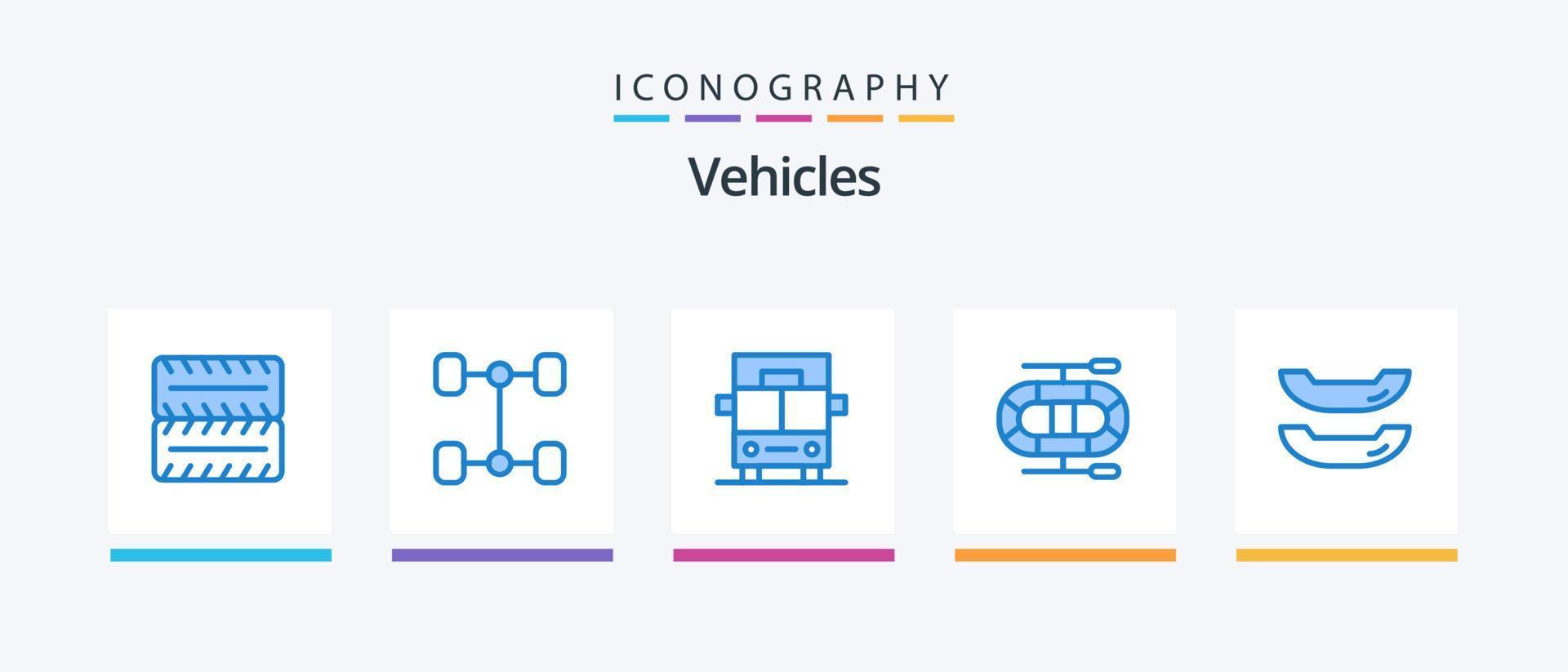 Fahrzeuge blau 5 Icon Pack inklusive . Schlauchboot. kreatives Ikonendesign vektor