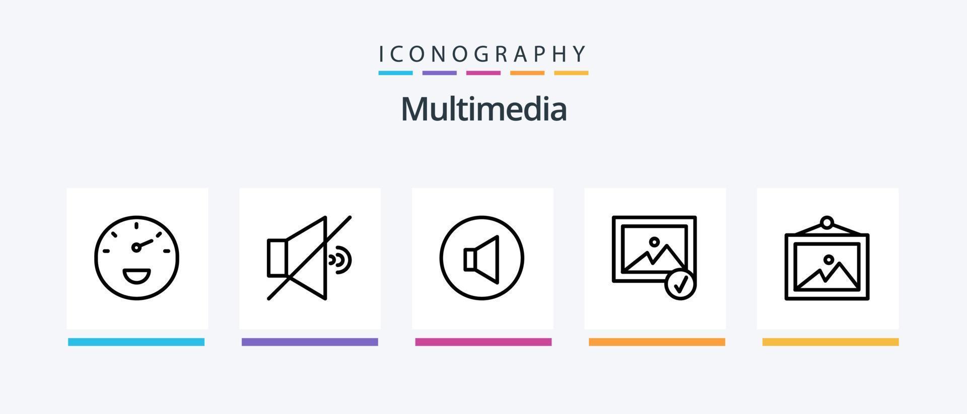 Multimedia Line 5 Icon Pack inklusive . Geschwindigkeit. Auge. kreatives Symboldesign vektor