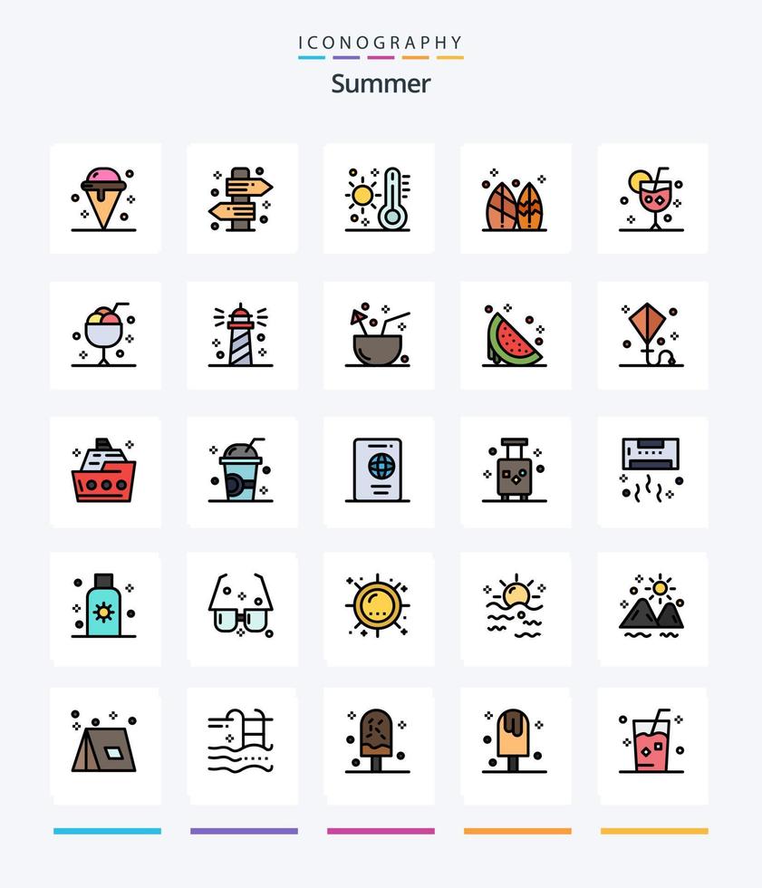 kreativ sommar 25 linje fylld ikon packa sådan som sommar. styrelse. sommar. väder. sommar vektor