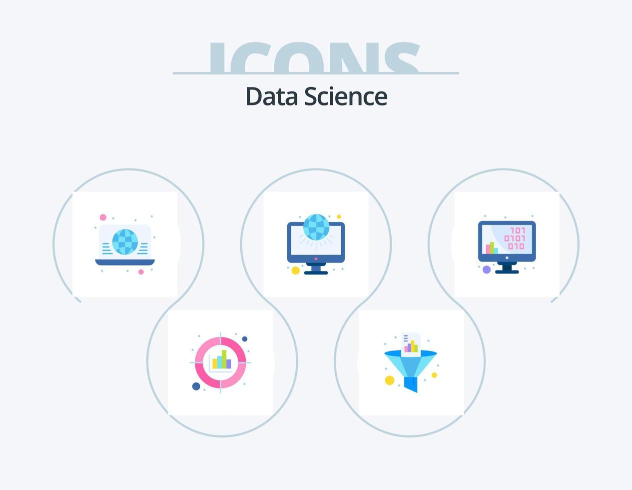 data vetenskap platt ikon packa 5 ikon design. infrastruktur. arkitektur. filtrera. webb. global vektor