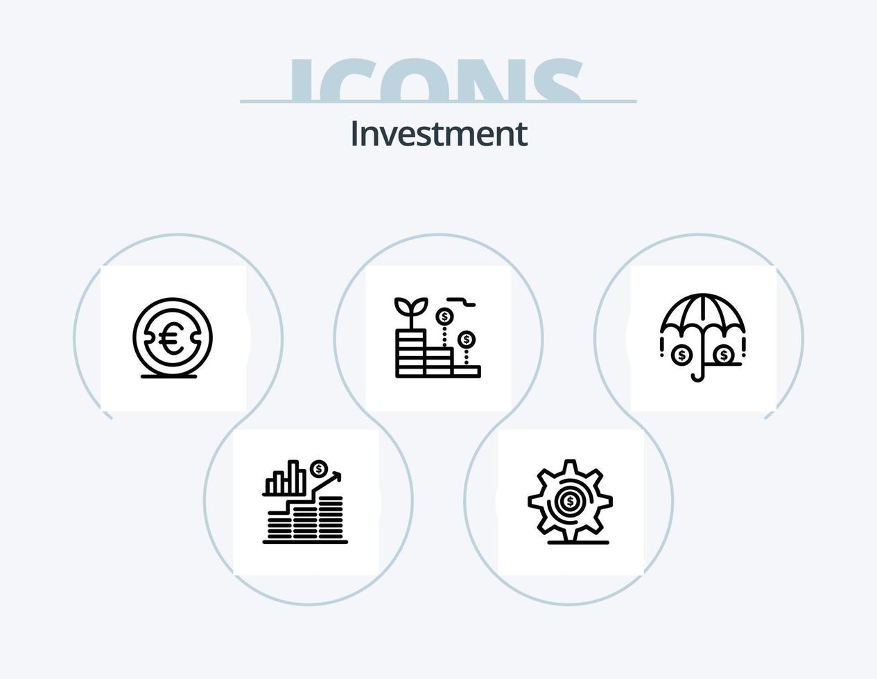 Investment Line Icon Pack 5 Icon Design. . Schmuck. Bank. Investition. Diamant vektor