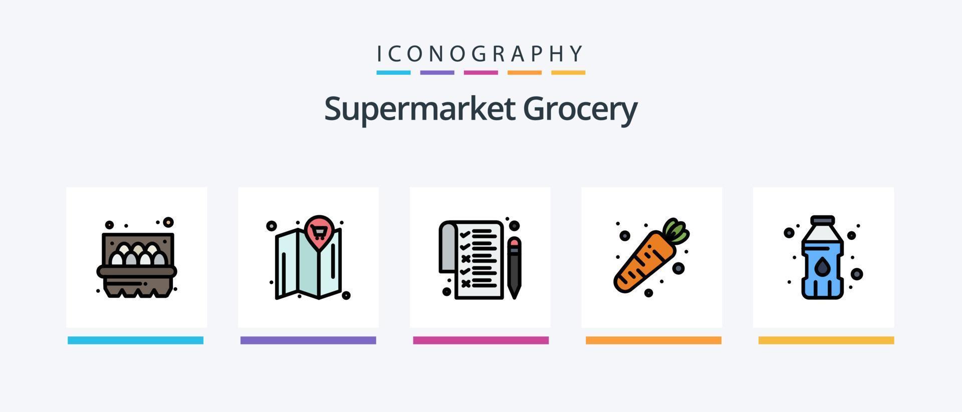 Lebensmittellinie gefülltes 5-Icon-Paket, einschließlich . Stift. Wasserflasche. Flasche. kreatives Symboldesign vektor