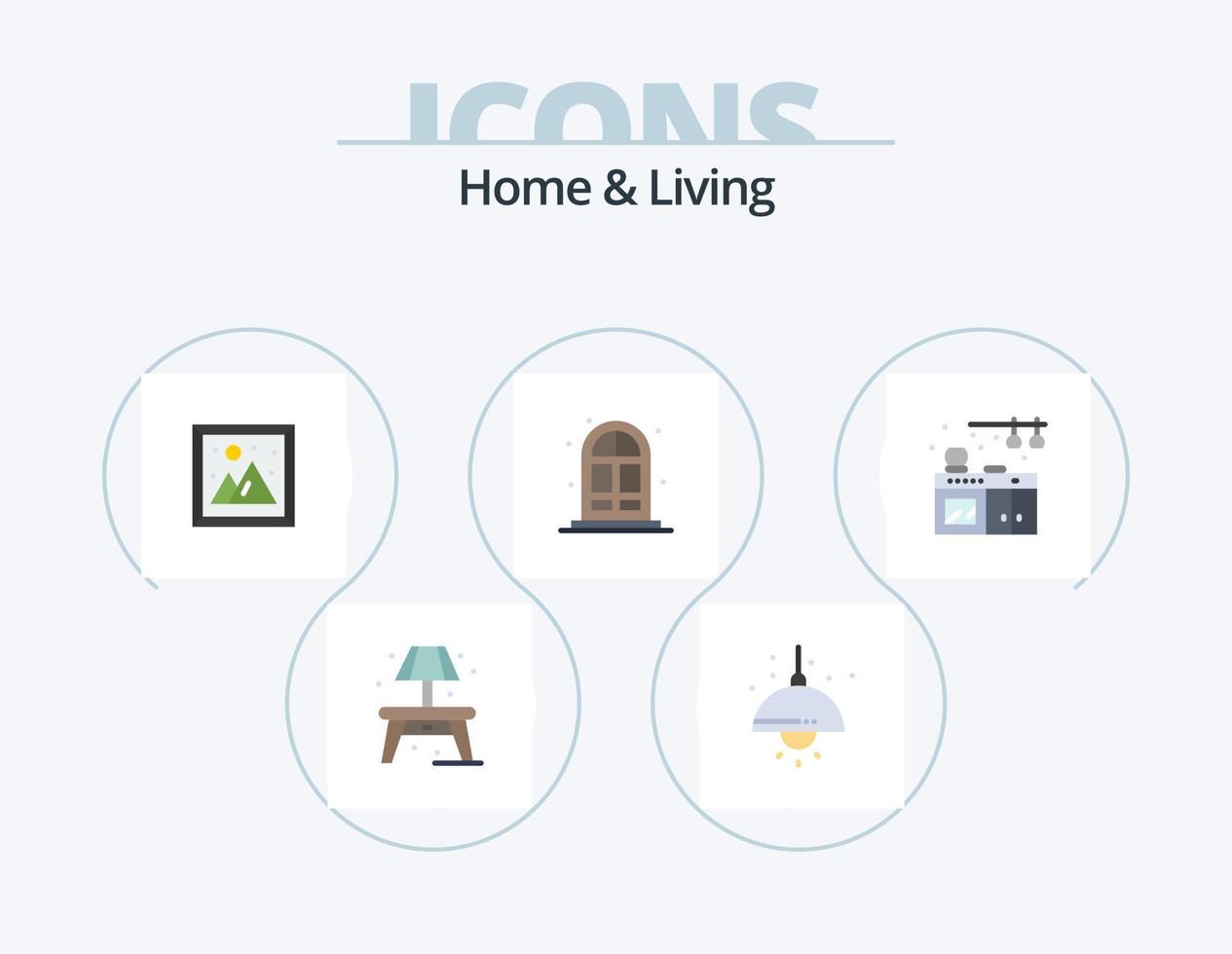 haus und leben flach icon pack 5 icon design. . Leben. Innere. heim. Leben vektor