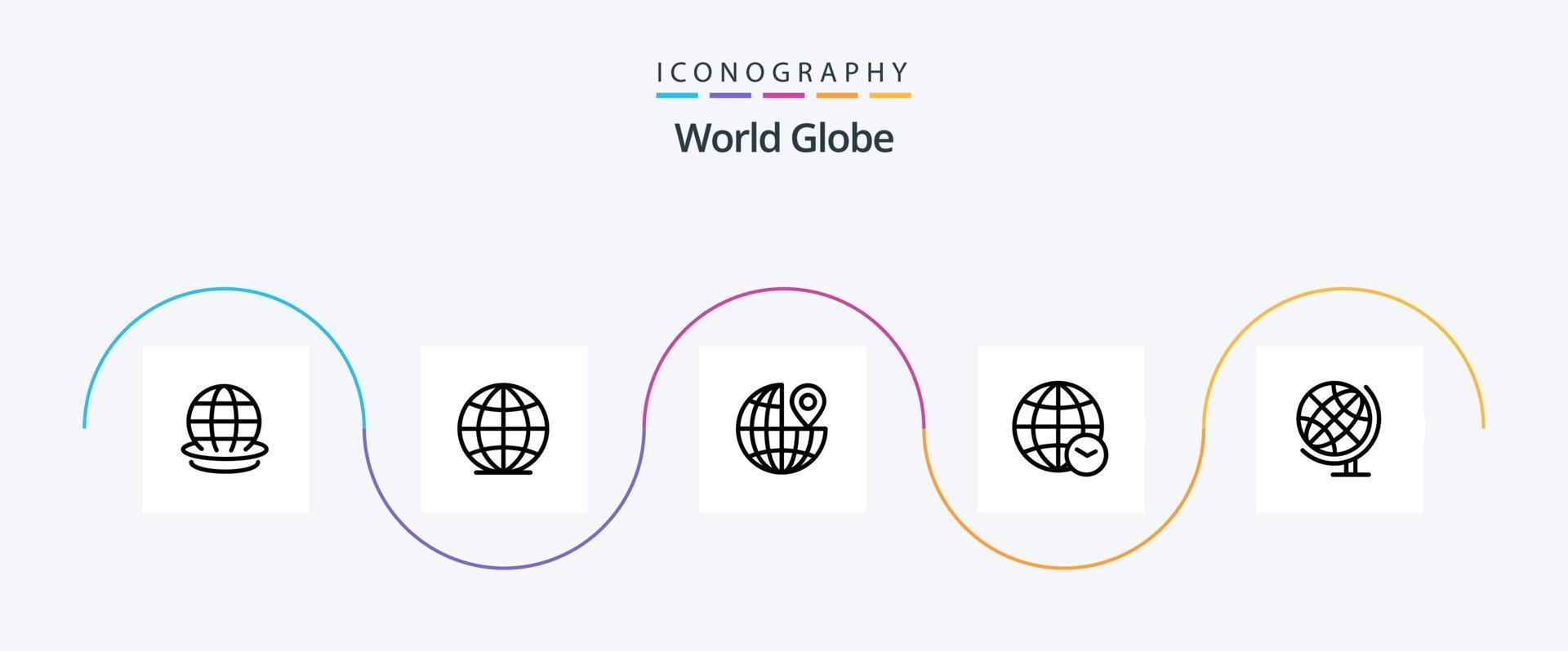 klot linje 5 ikon packa Inklusive . geografi. plats. jorden. webb vektor