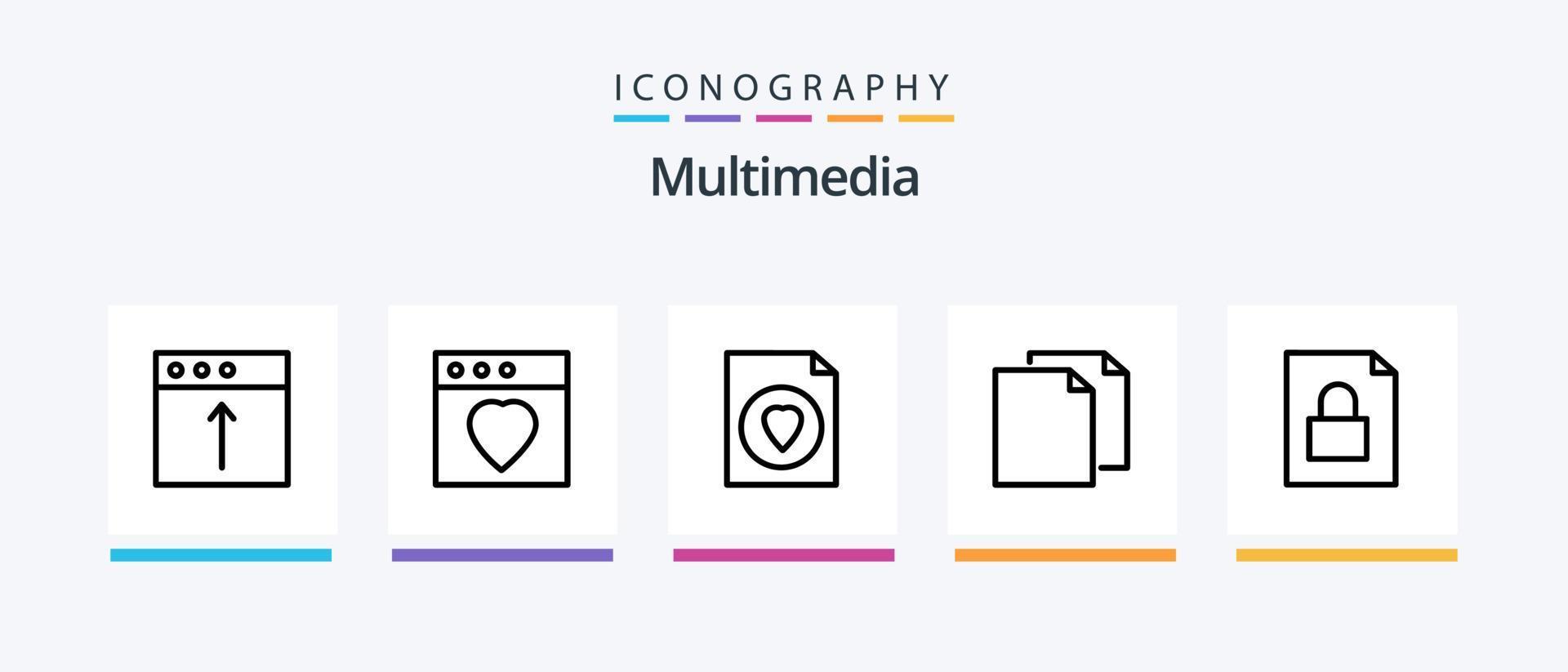 multimedia linje 5 ikon packa Inklusive . mac. mac. app. kreativ ikoner design vektor