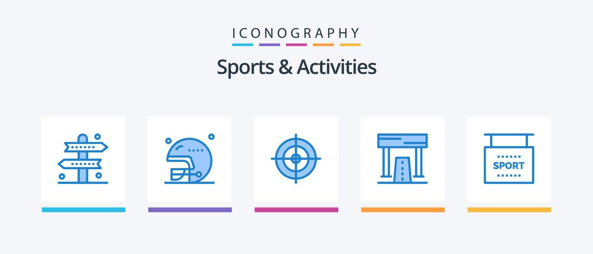 Sport und Aktivitäten Blue 5 Icon Pack inklusive Info. Spiel. Sport. beenden. Aktivitäten. kreatives Symboldesign vektor