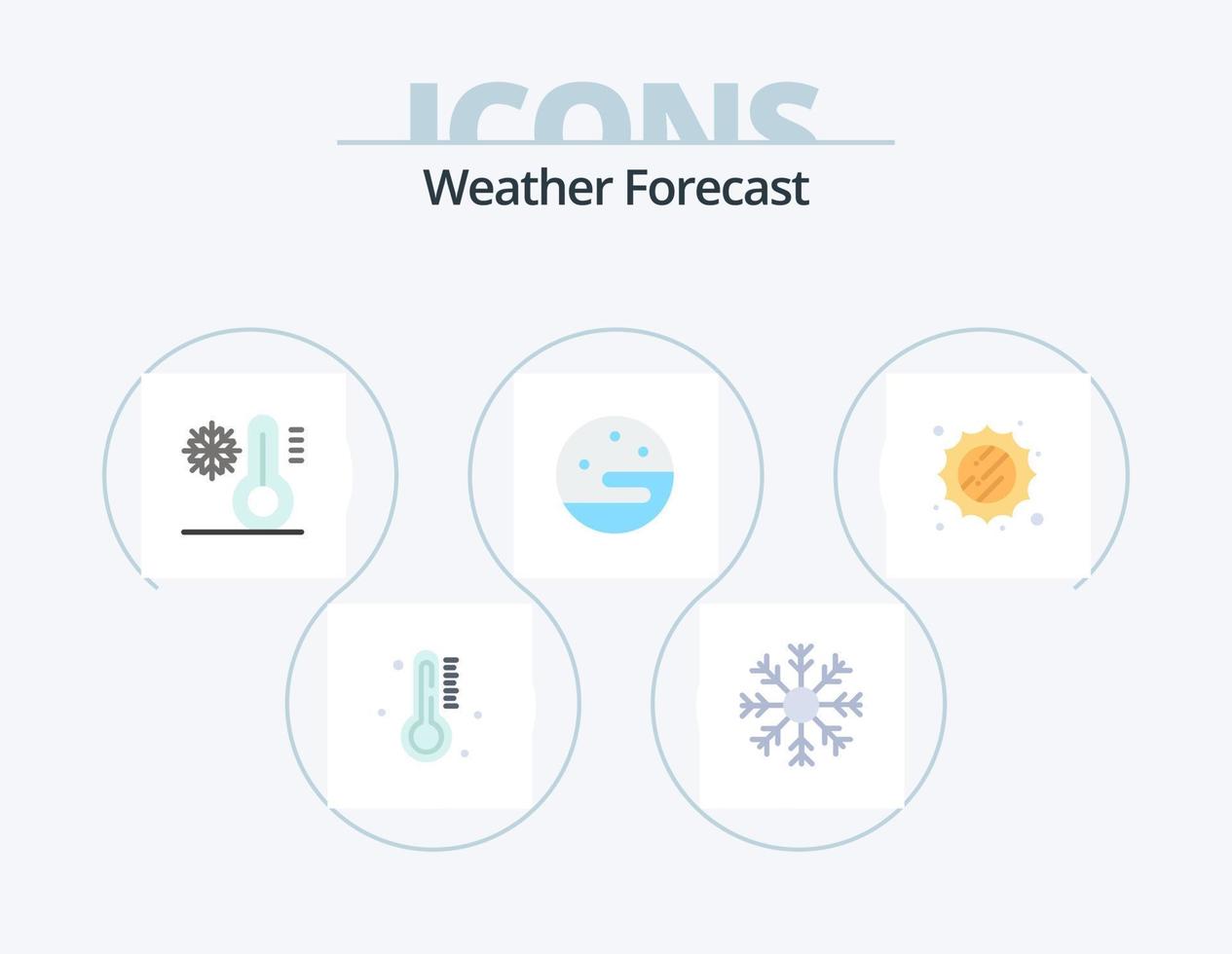 väder platt ikon packa 5 ikon design. solig. väder. vinter. natt. temperatur vektor