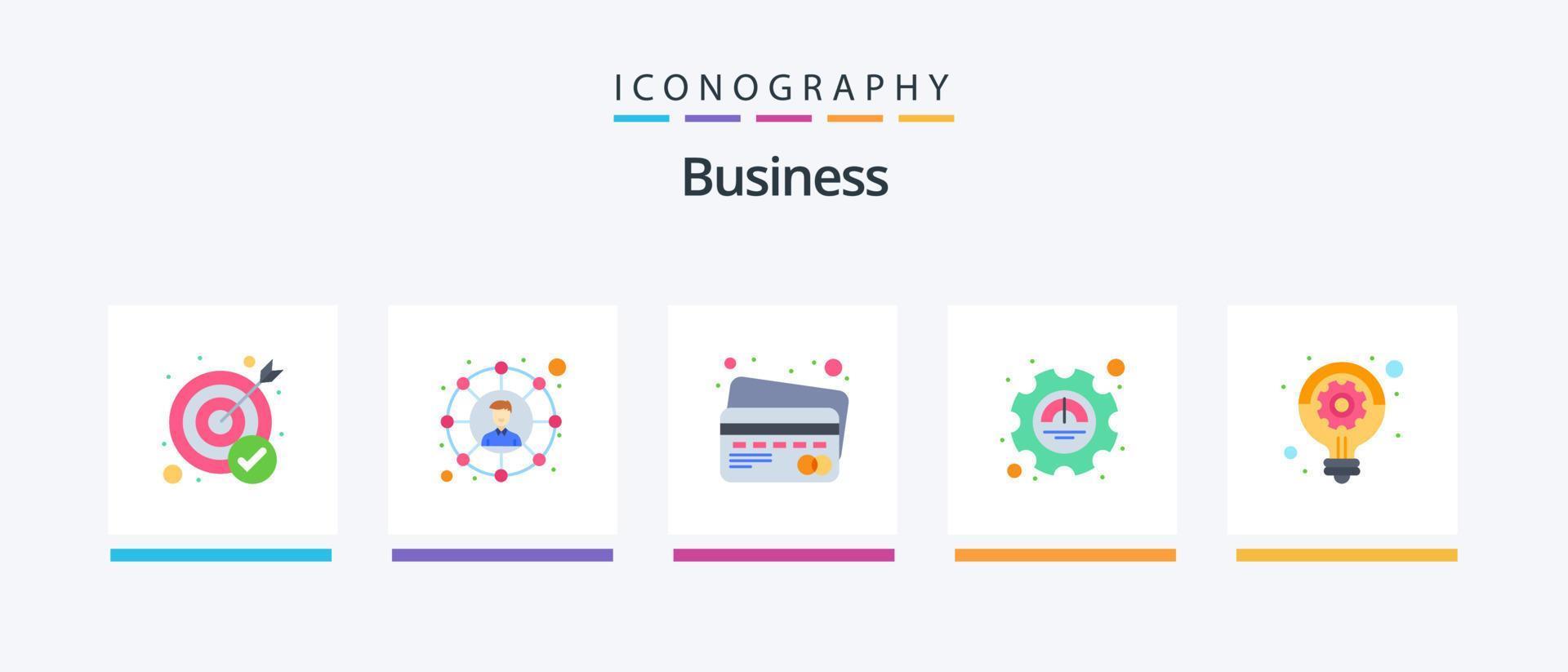 Business Flat 5 Icon Pack inklusive Strategie. Geschäft. Karte. Produktivität. Exzellenz. kreatives Symboldesign vektor