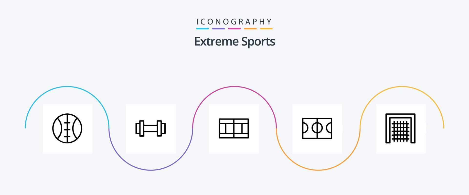 sport linje 5 ikon packa Inklusive . sport. tennis. fotboll. Port vektor