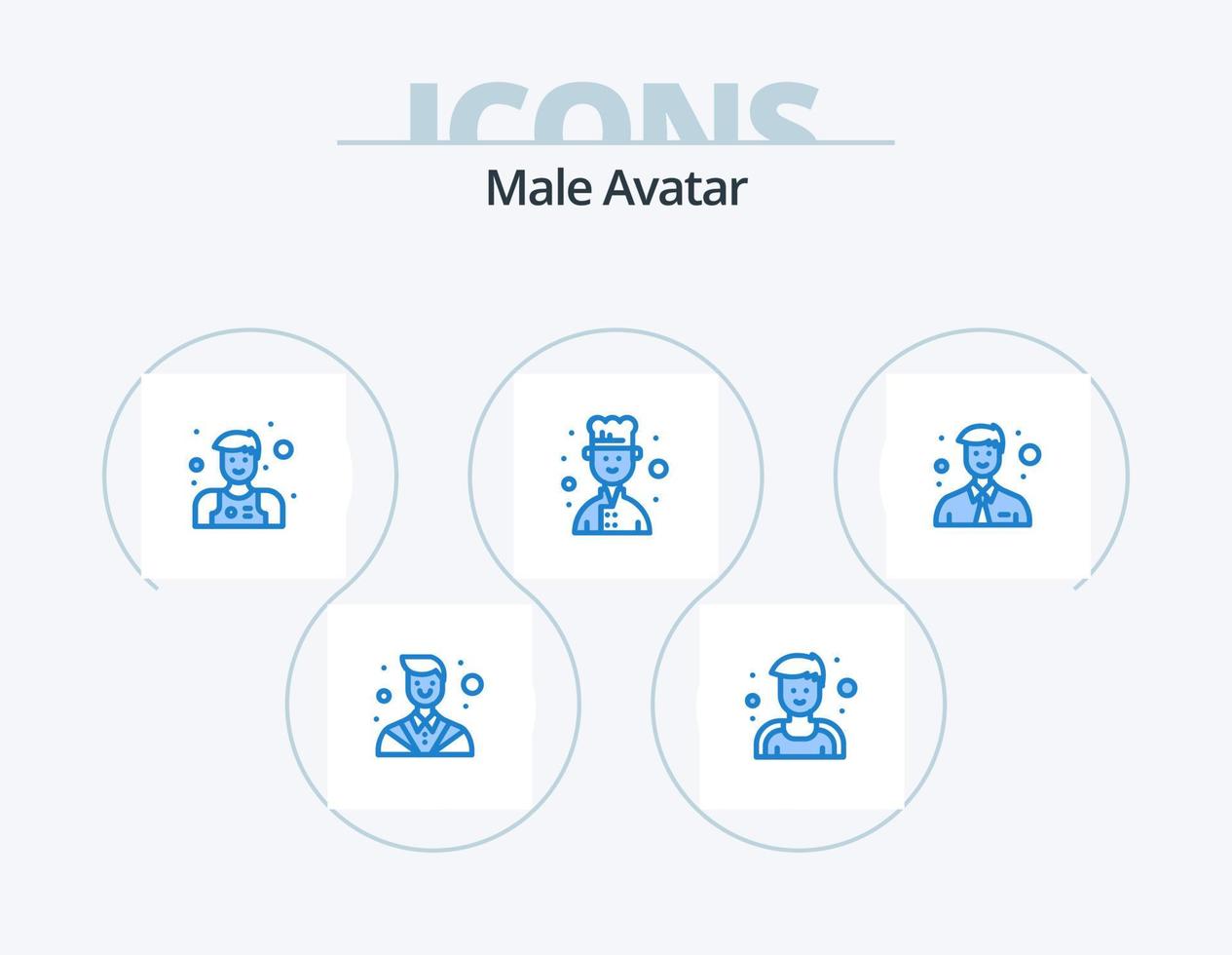 manlig avatar blå ikon packa 5 ikon design. . kontor. man. man. laga mat vektor