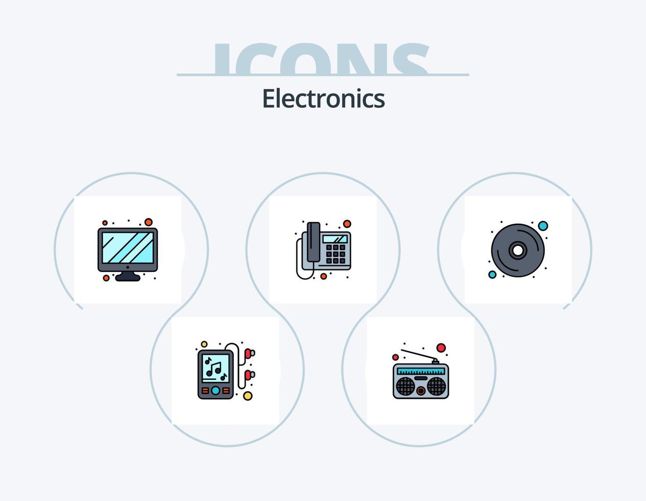 Elektronik-Linie gefüllt Icon Pack 5 Icon-Design. . ic. elektrisch. elektronisch. Komponente vektor