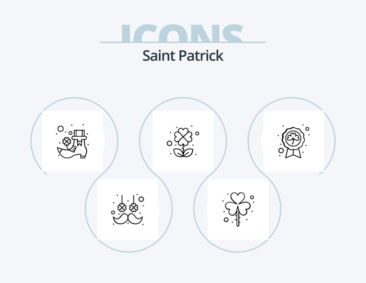 Saint Patrick Line Icon Pack 5 Icon-Design. Irland. Sankt Patrick. trinken. Herz. Knoten vektor