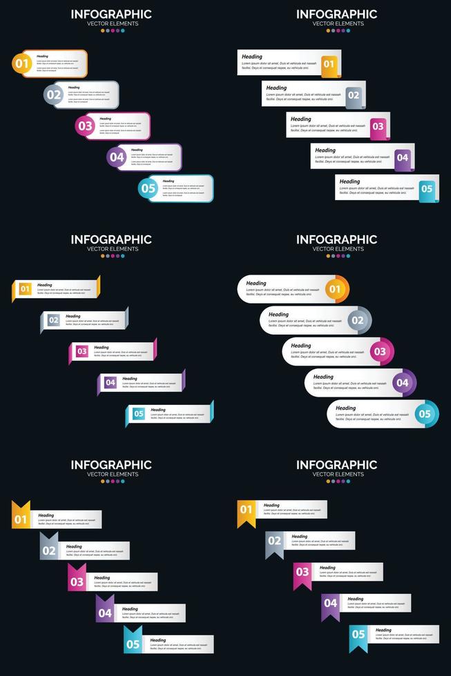 Unser Vector 6-Infografikpaket enthält eine Vielzahl von Infografiken und Diagrammen für Ihre Geschäftspräsentation.