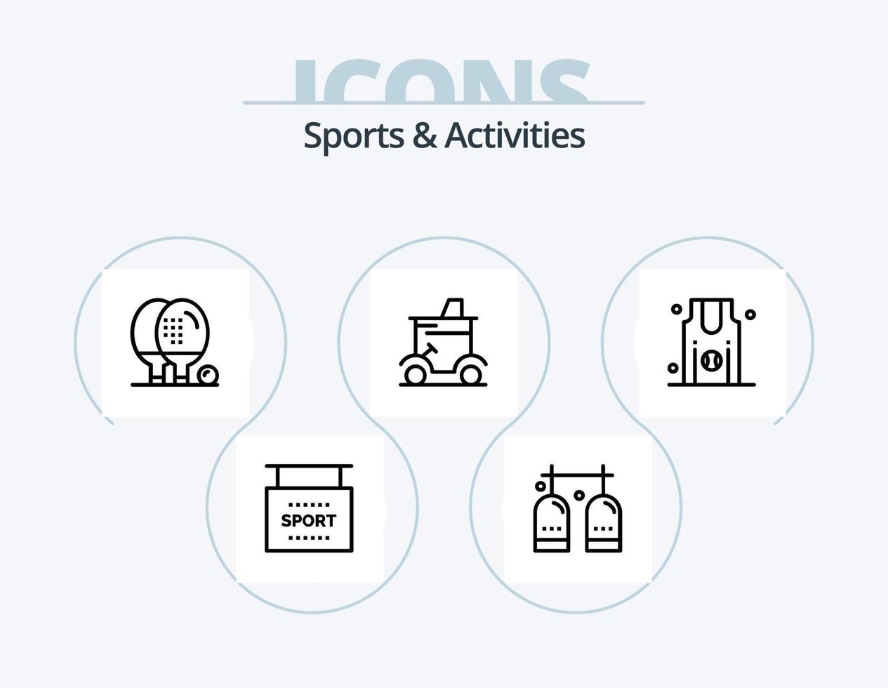 Sport- und Aktivitätslinie Icon Pack 5 Icon Design. Spiel. Leichtathletik. Spiel. Aktivitäten. Sport vektor