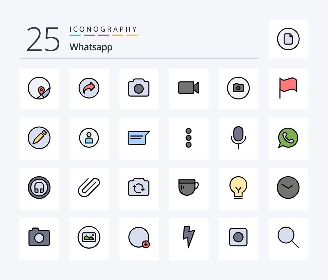 whatsapp 25 linje fylld ikon packa Inklusive text. grundläggande. kamera. ui. grundläggande vektor