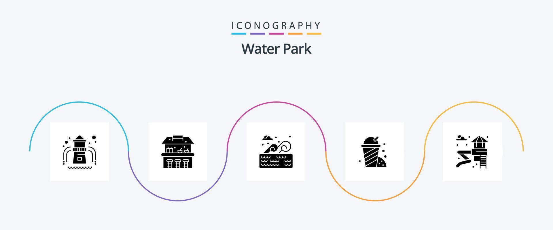 Wasserpark Glyphe 5 Icon Pack inklusive . Garten. Ort. Park. Garten vektor