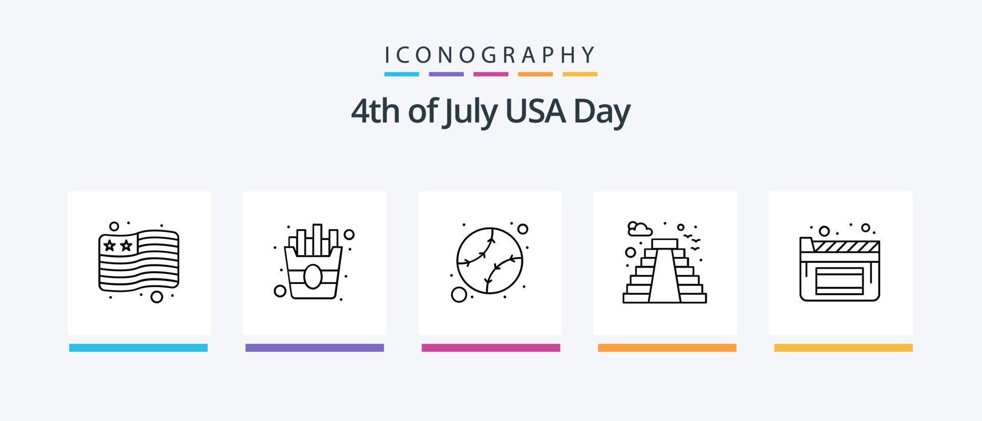 USA linje 5 ikon packa Inklusive bricka. amerikansk. fågel. dryck. flaska. kreativ ikoner design vektor