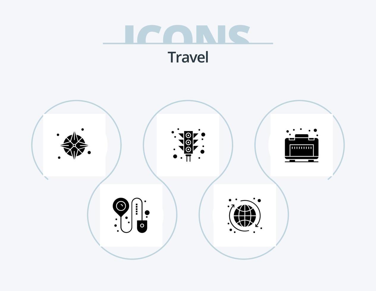 Reise-Glyphen-Icon-Pack 5 Icon-Design. reisen. Fall. GPS. Signal. Licht vektor