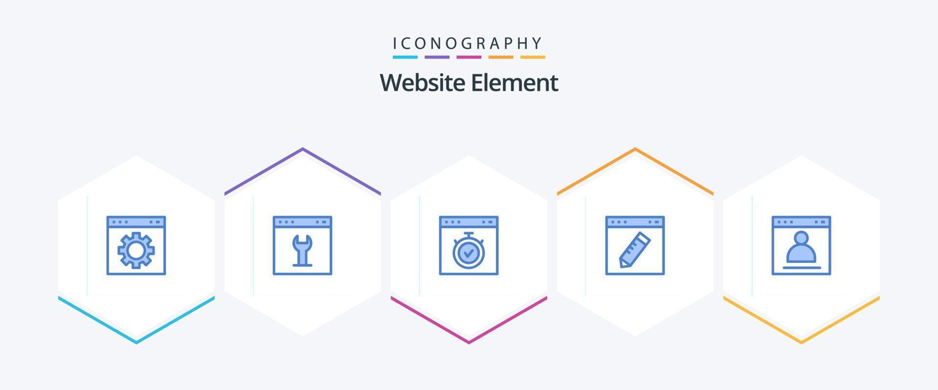 Website-Element 25 blaues Icon-Paket inklusive Login. Browser. Stoppuhr. Grafik. bearbeiten vektor