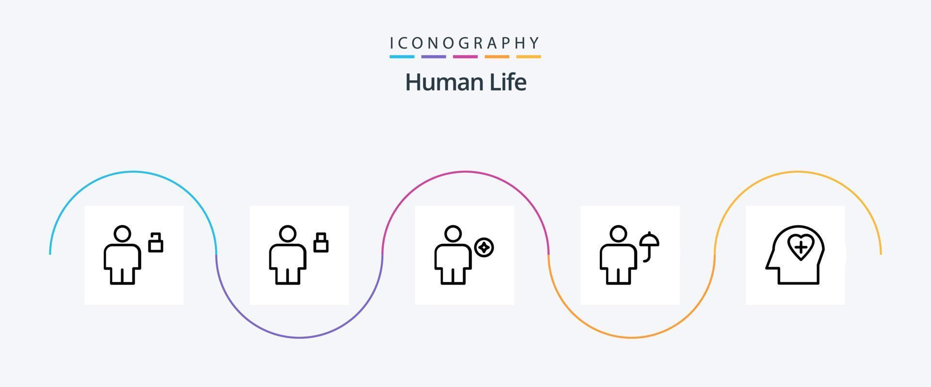 mänsklig linje 5 ikon packa Inklusive mänsklig. avatar. låst. mänsklig. bokad vektor