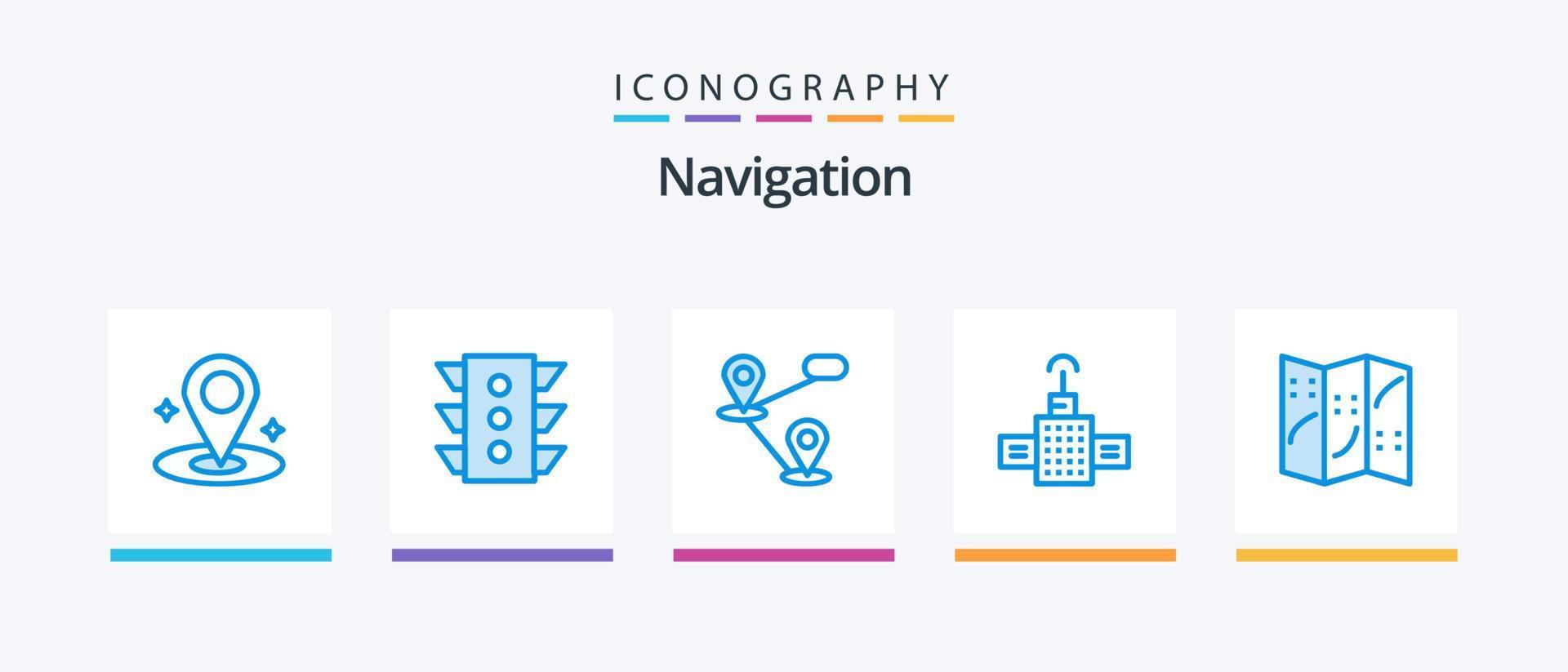 navigering blå 5 ikon packa Inklusive . navigering. gps. Karta. navigering. kreativ ikoner design vektor