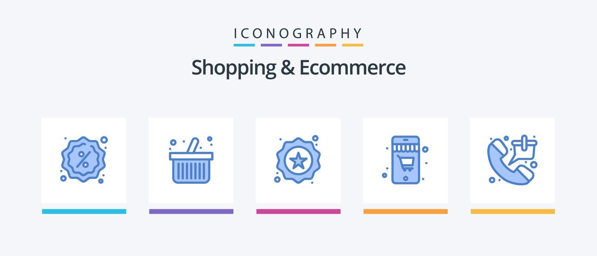handla och e-handel blå 5 ikon packa Inklusive försäljning. marknadsföra. märka. väska. handla. kreativ ikoner design vektor