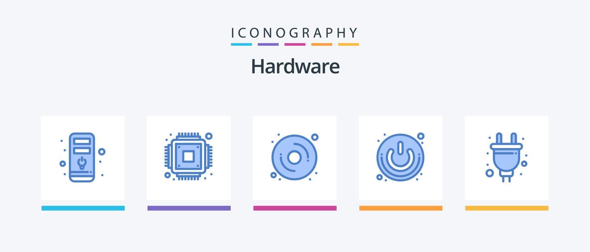 Hardware Blue 5 Icon Pack inklusive Hardware. Stecker. Hardware. elektrisch. abschalten. kreatives Symboldesign vektor