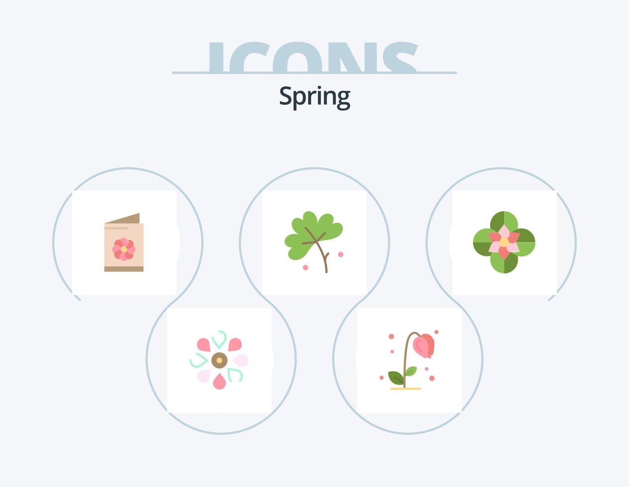 Federflach Icon Pack 5 Icon Design. . Blume. Frühling. Anemonenblume. Ausweis vektor