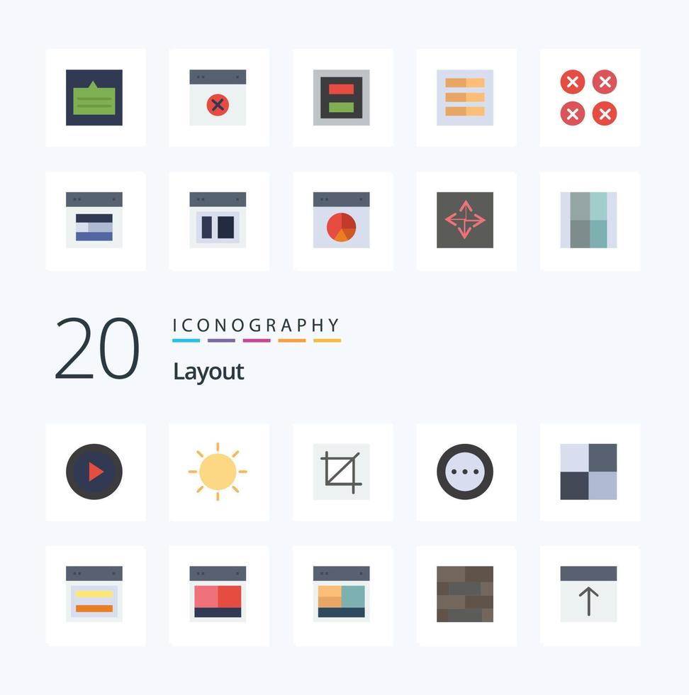 20-Layout-Flachfarben-Icon-Pack wie Layout-Design Entfernen Sie zwei Layouts vektor