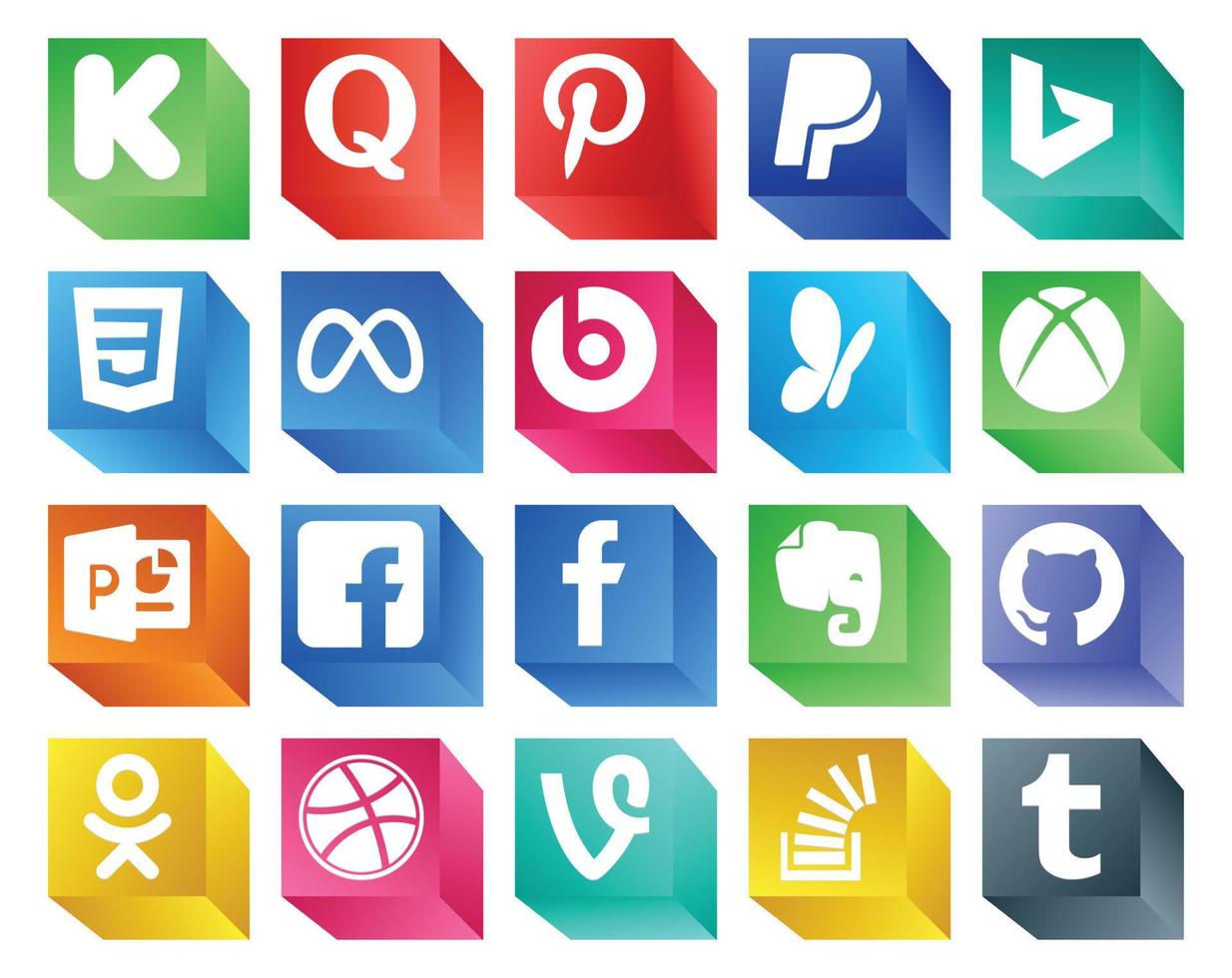 20 Social Media Icon Pack inklusive Dribbble Github Facebook Evernote Powerpoint vektor